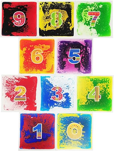 Art3d 10 baldosas sensoriales para habitación de 10 baldosas multicolor, tapete para piso encapsulado líquido para niños, azulejos para piso de