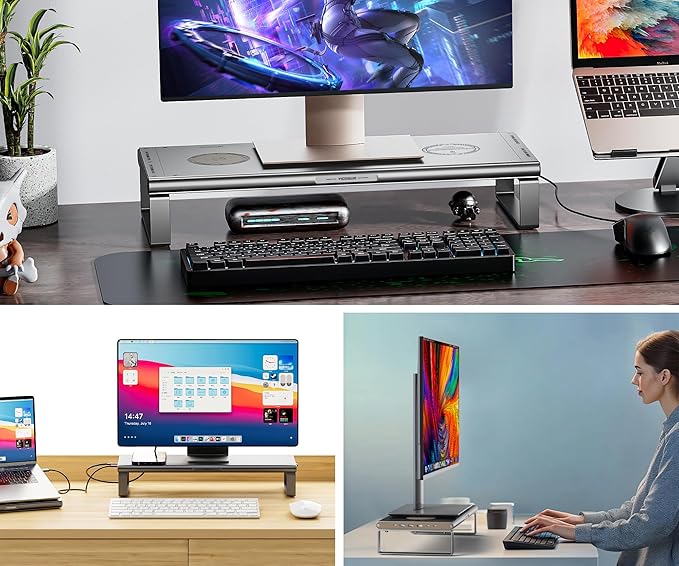 YICOSUN Monitor Stand HUB - Base Elevadora con Docking 6 en 1 miniatura 9