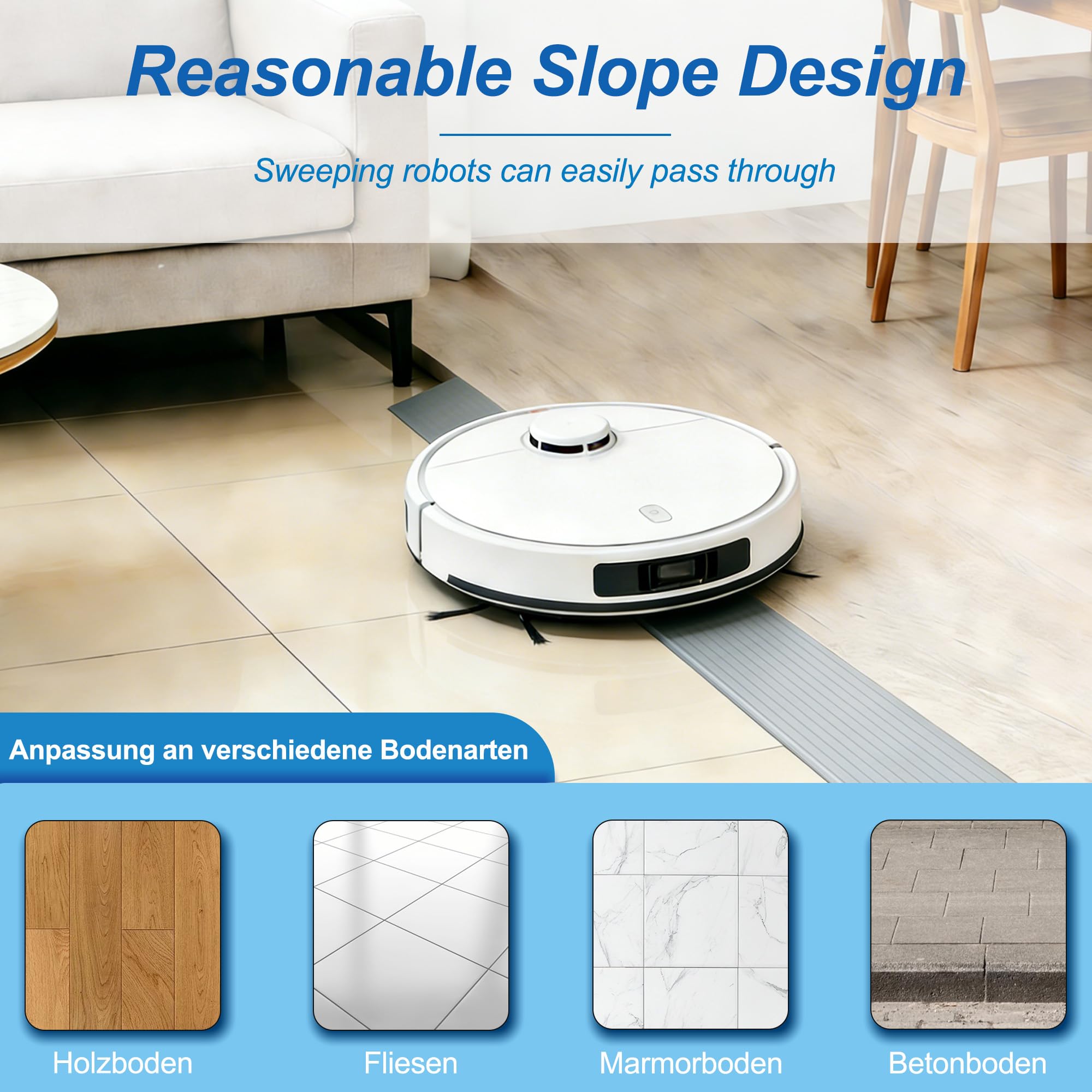 CUTIS Rampa per soglia, 90 x 10 x 3,5 cm, rampa per sedia a rotelle, in gomma piena, superficie antiscivolo, per sedia a rotelle, deambulatore, robot aspirapolvere passeggino (grigio)