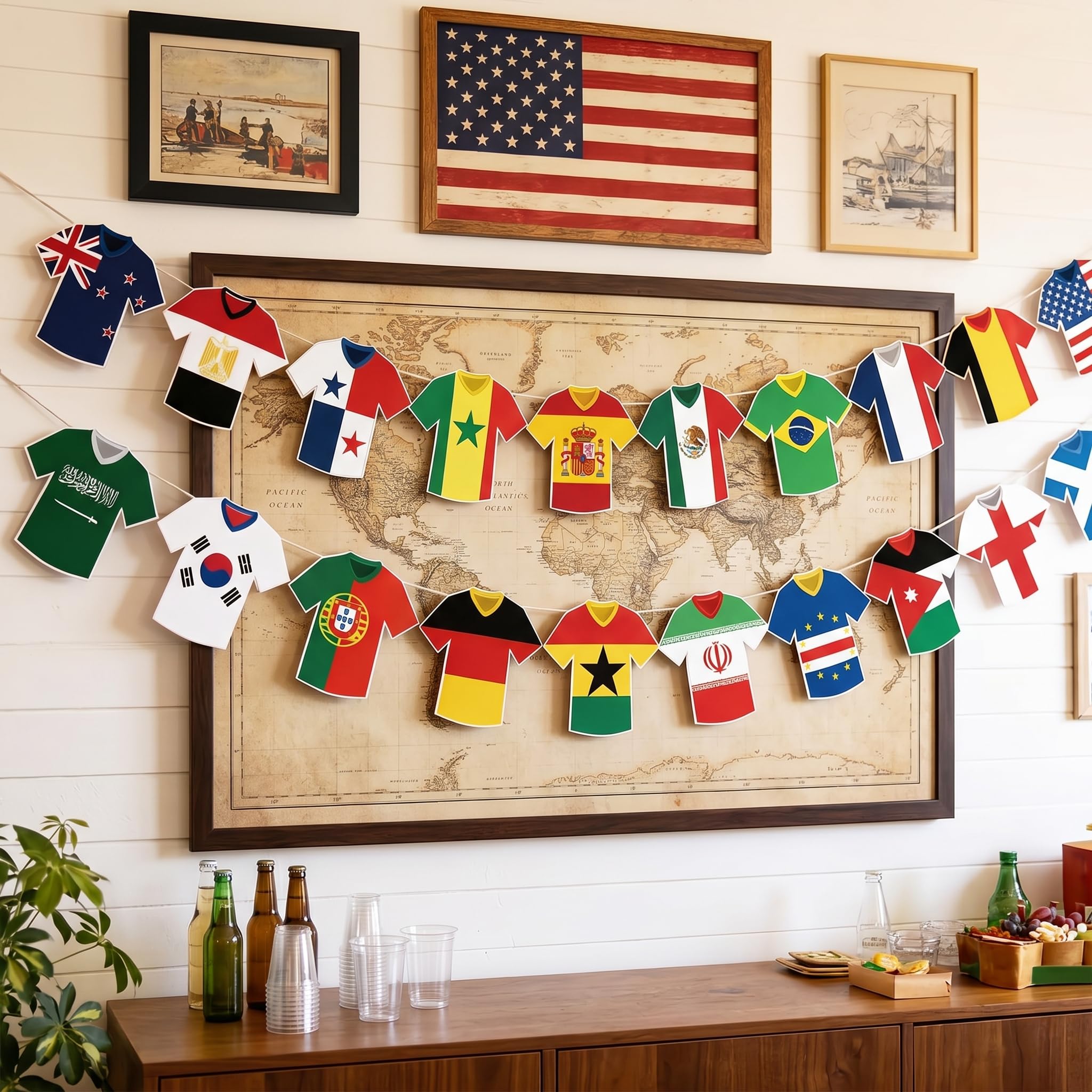 World Cup Football 2026 Decorations Banner Jersey Flags, Football World Cup 2026 Party Supplies, World Cup Wall Decor 2026 for Home Office Pub, Soccer Watch Party Decorations for Fans, BBQ — view 8