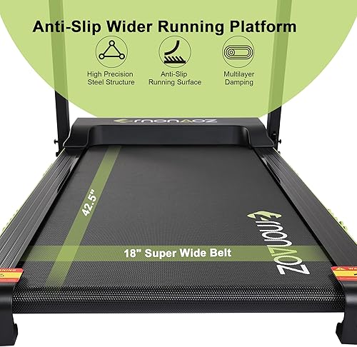 Miniatura 5 de ZRNONAOZ Treadmill with 12% AutoManual Incline and Bluetooth Speaker, 2.5HP Folding Treadmill Up to 8.5 MPH Speed, 18" Wide Running Machine with 15