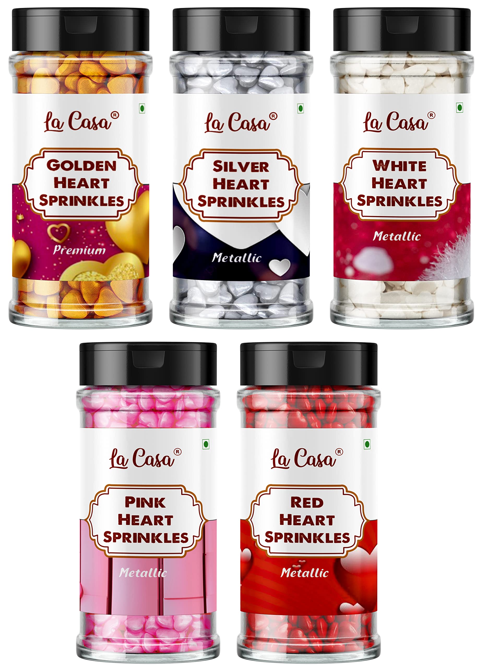 See full amazon price history chart for La Casa Metallic GOLDEN+SILVER+WHITE+RED+PINK Heart Shaped Sprinkles | Combo Pack of 5 | 100gX5 | La Casa Metallic GOLDEN+SILVER+WHITE+RED+PINK Heart Shaped Sprinkles | Combo Pack of 5 | 100gX5 | (B09STMXCW1) Amazon Price History, Amazon Price Tracker