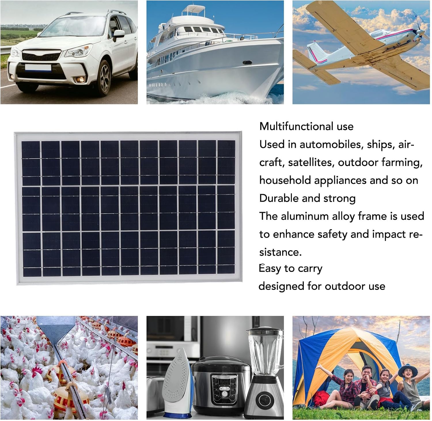 Septpenta 25W Solar Panel, High Efficiency Polycrystalline Solar Charging Panel Set, Good Output Efficiency, Low Light Efficiency for Cars, Ships, Aircraft, Satellites, Outdoor Breeding