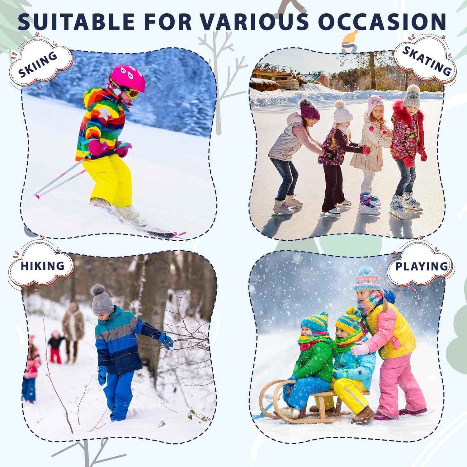 GRPSKCOS Kids Ski Socks, 2 Pairs Kids Warm Thick Snow Socks for Boys Girls Winter Skiing Snowboarding - Image 5