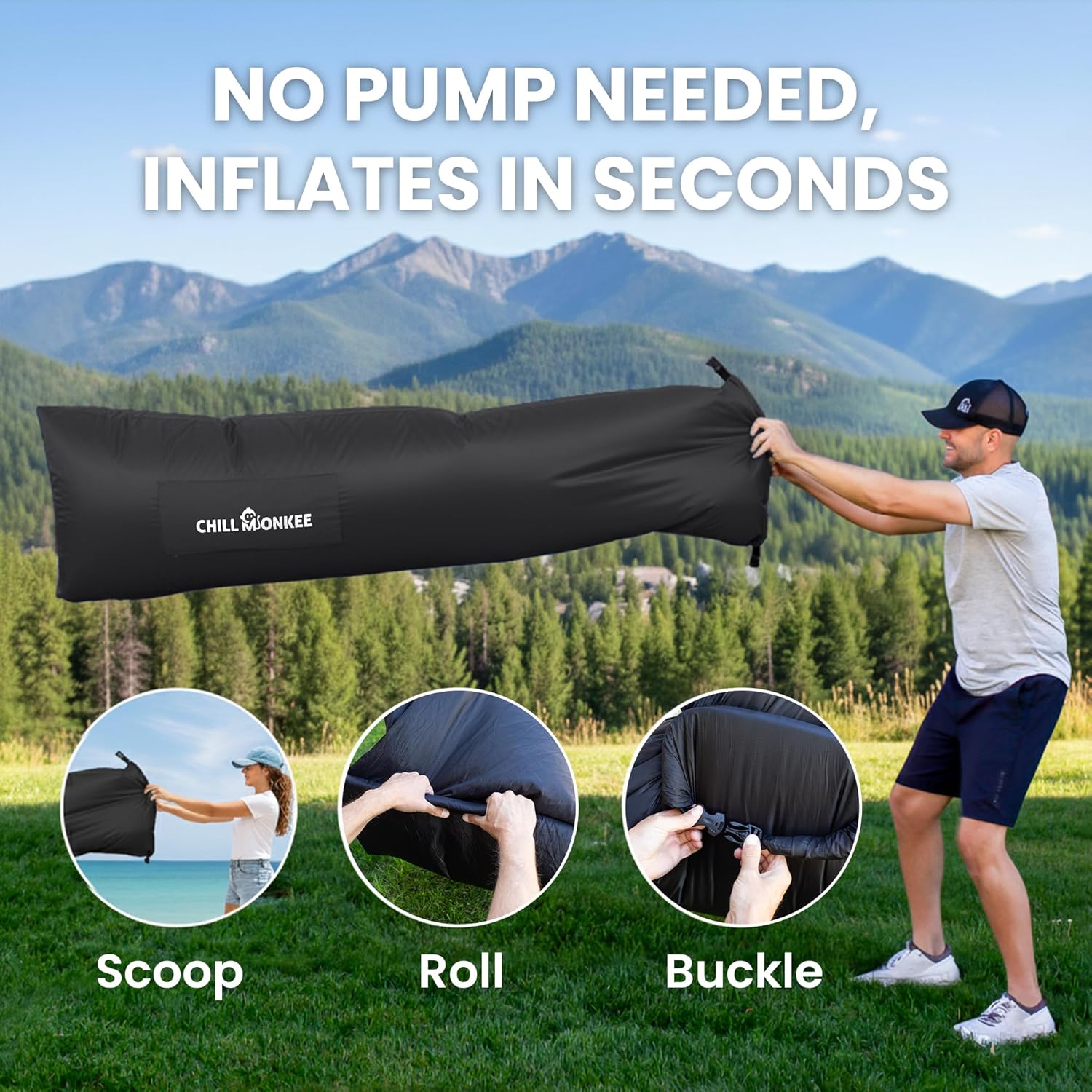 Portable Inflatable Lounger for Beach & Camping – Self-Inflating Air Couch, Beach Sofa, and Outdoor Lounge Chair for Relaxation and Comfort