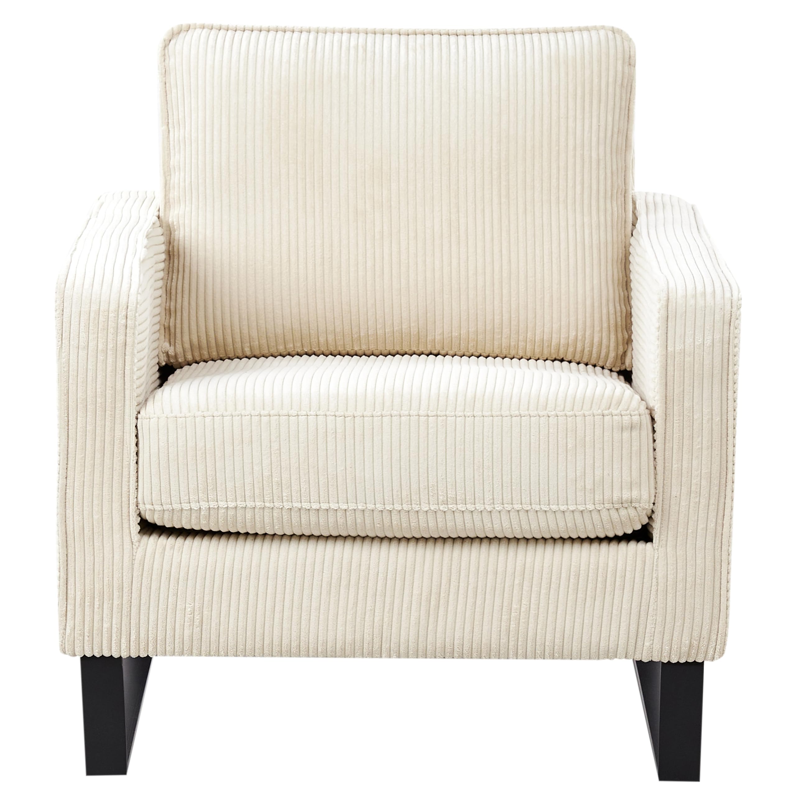 Beliani Retro Sessel Cord Hellbeige mit Armlehnen Schwarze Füße aus Edelstahl Vind