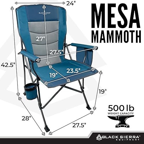 Miniatura 2 de Black Sierra - Silla de campamento de gran tamaño para adultos soporta 500 libras, silla plegable de brazo duro XL resistente, asiento acolchado