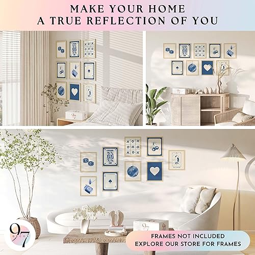 Miniatura 4 de 97 Decor Póster de la suerte azul, arte de pared de cartas de juego, decoración de sala de póker, arte de pared de moda azul, pósteres divertidos,