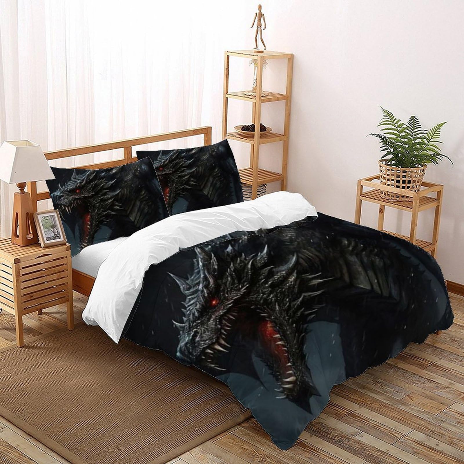 Housse de couette Mauvais Dragon animaux 3D fille lit 260x220 fermeture éclair