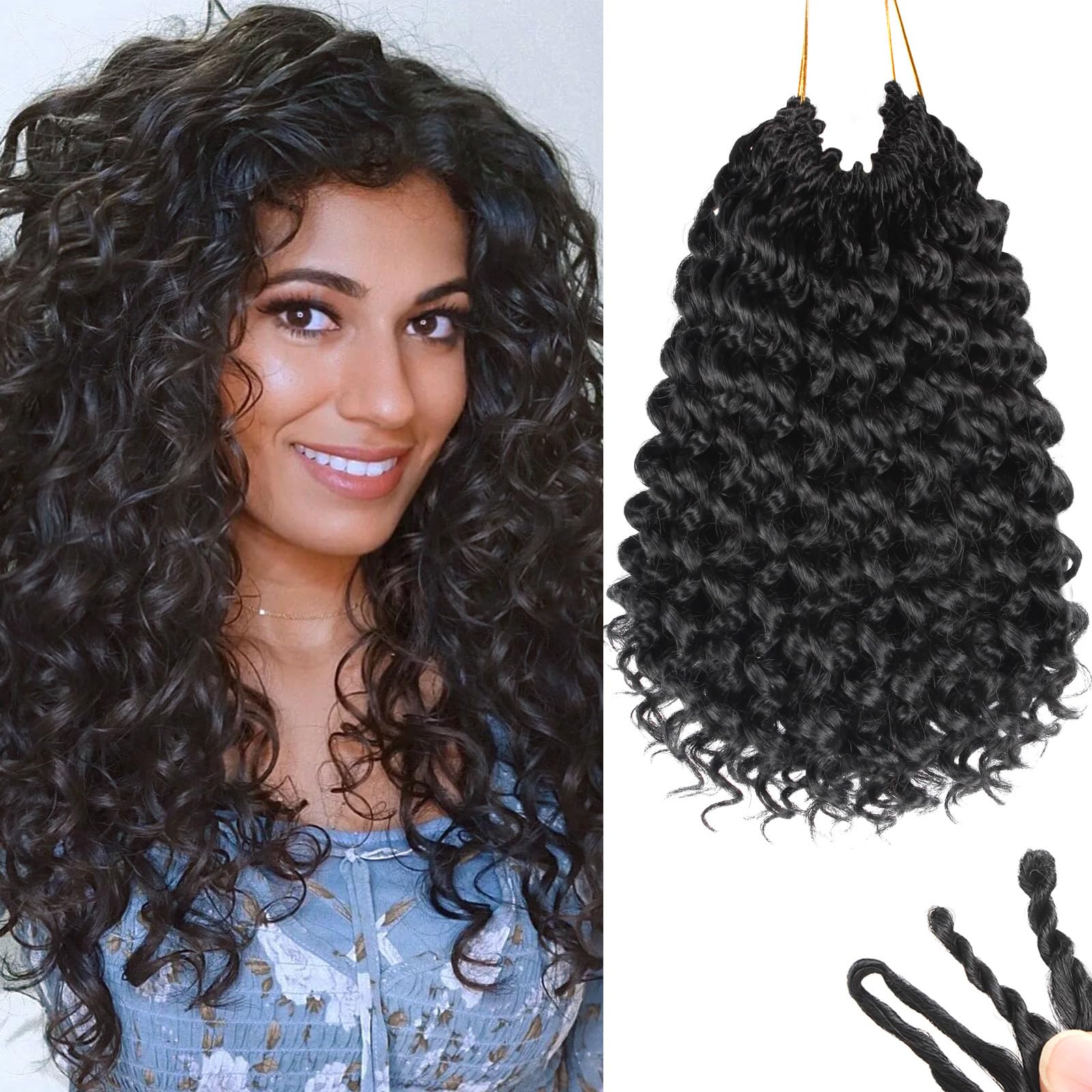 120 Strands Curly Crochet Hair Gogo Curl Pure Protein Fiber Close to Human Hair 14 Inch Pre looped Deep Wave Curly Crochet Hair For Black Women Beach Curl Twist Braiding Hair Extensions