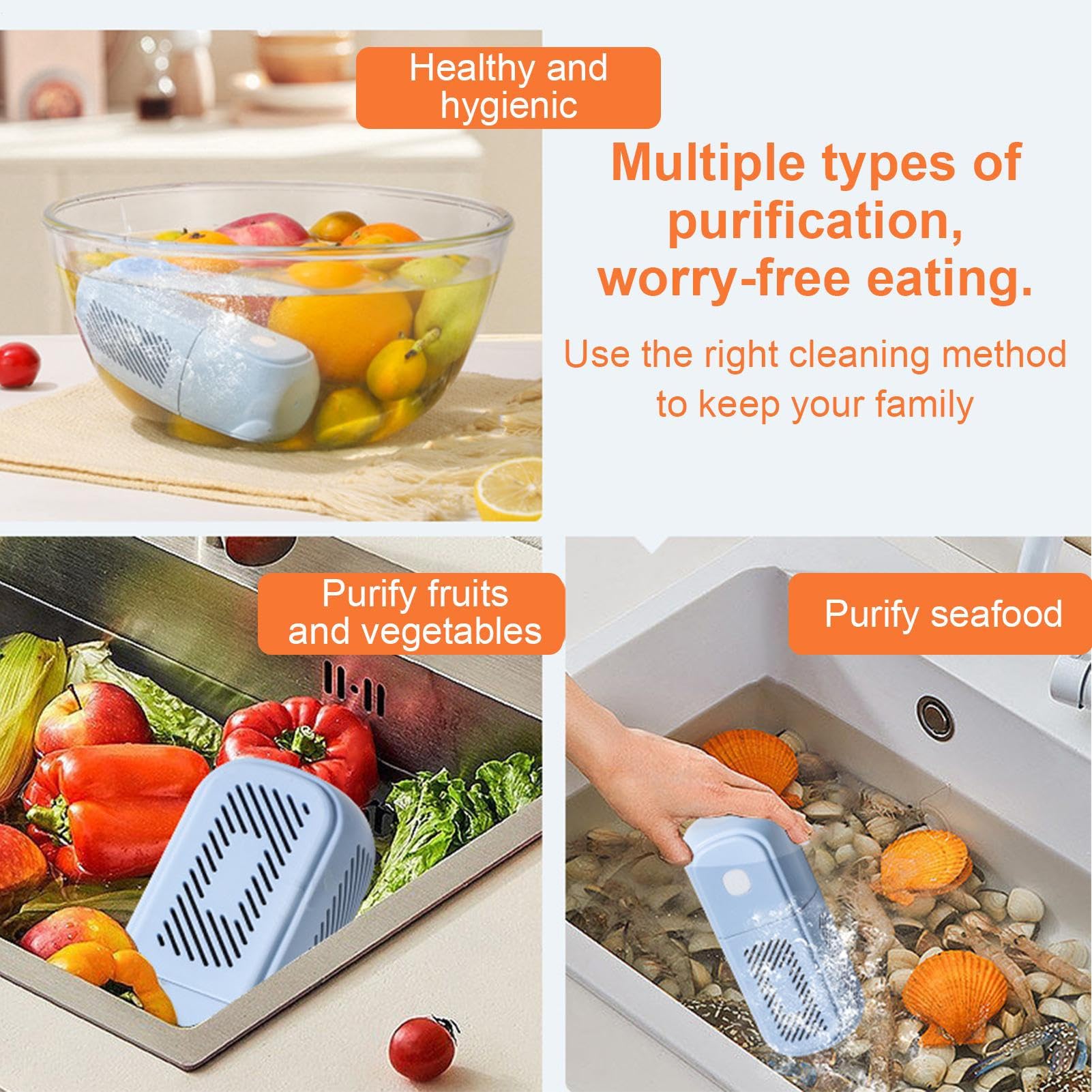 Appareil de nettoyage pour machine à laver et fruits - Dispositif de rinçage avec fonction d'essorage pour la cuisine, la maison, les déplacements