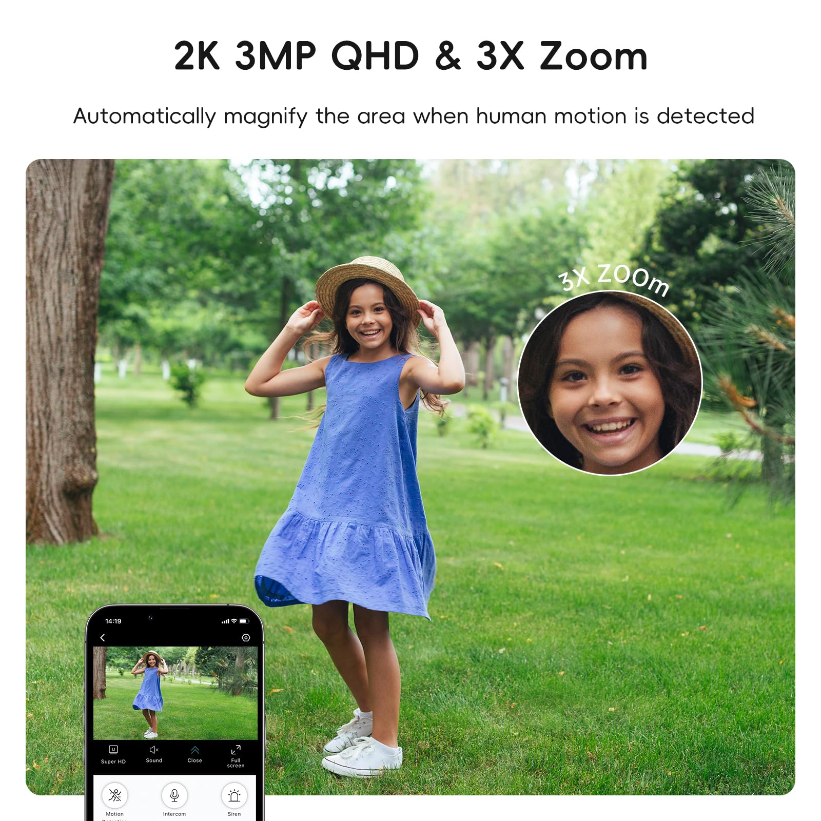 ANYQOO Kamera okienna 3 MP 2K, do użytku wewnątrz i na zewnątrz, do domu, chroMax AI Color Night Vision, wykrywanie ruchu, WiFi 2,4 GHz i 5 GHz, nagrywanie 24/7, łatwa instalacja, 2 szt., biała
