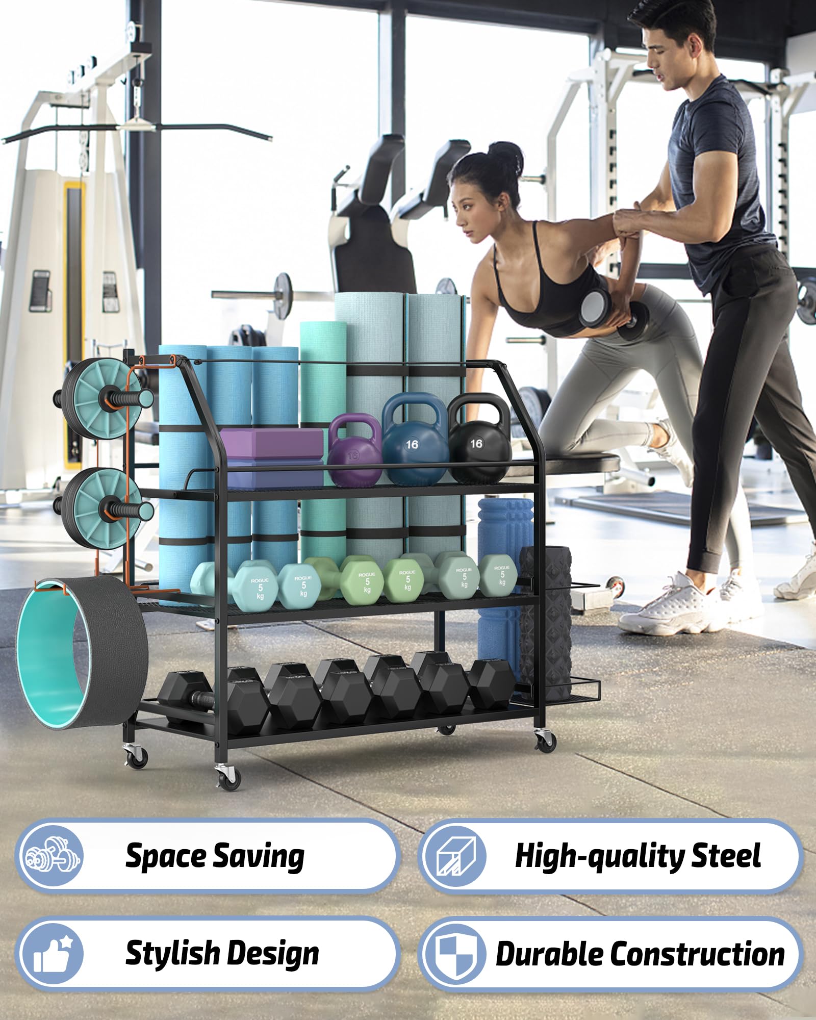 Home Gym Accessories Dumbbell Rack, Yoga Mat Storage Rack, Workout