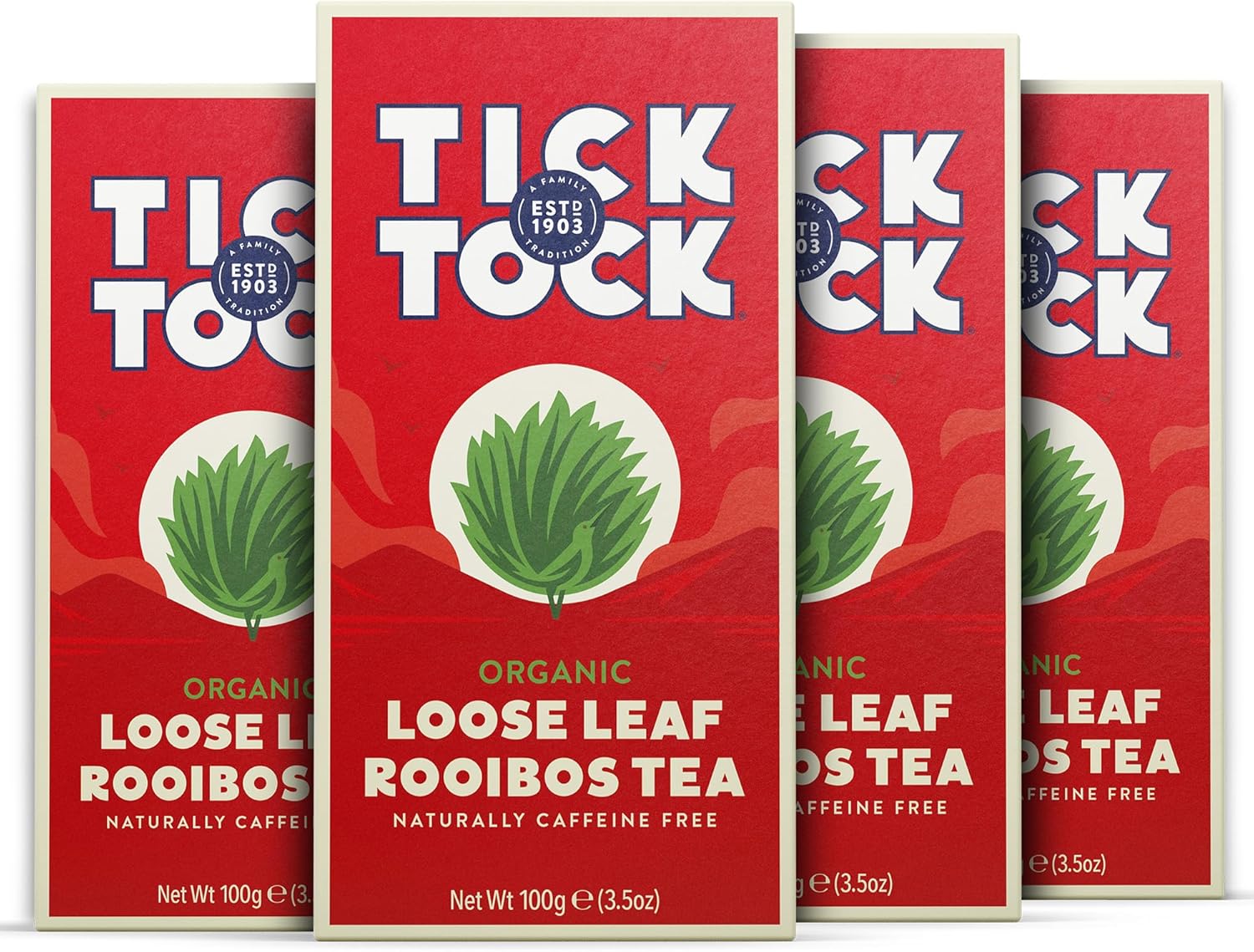 Tick Tock Organic Rooibos Loose Leaf Tea, CaffeineFree Tea, Pack of 6