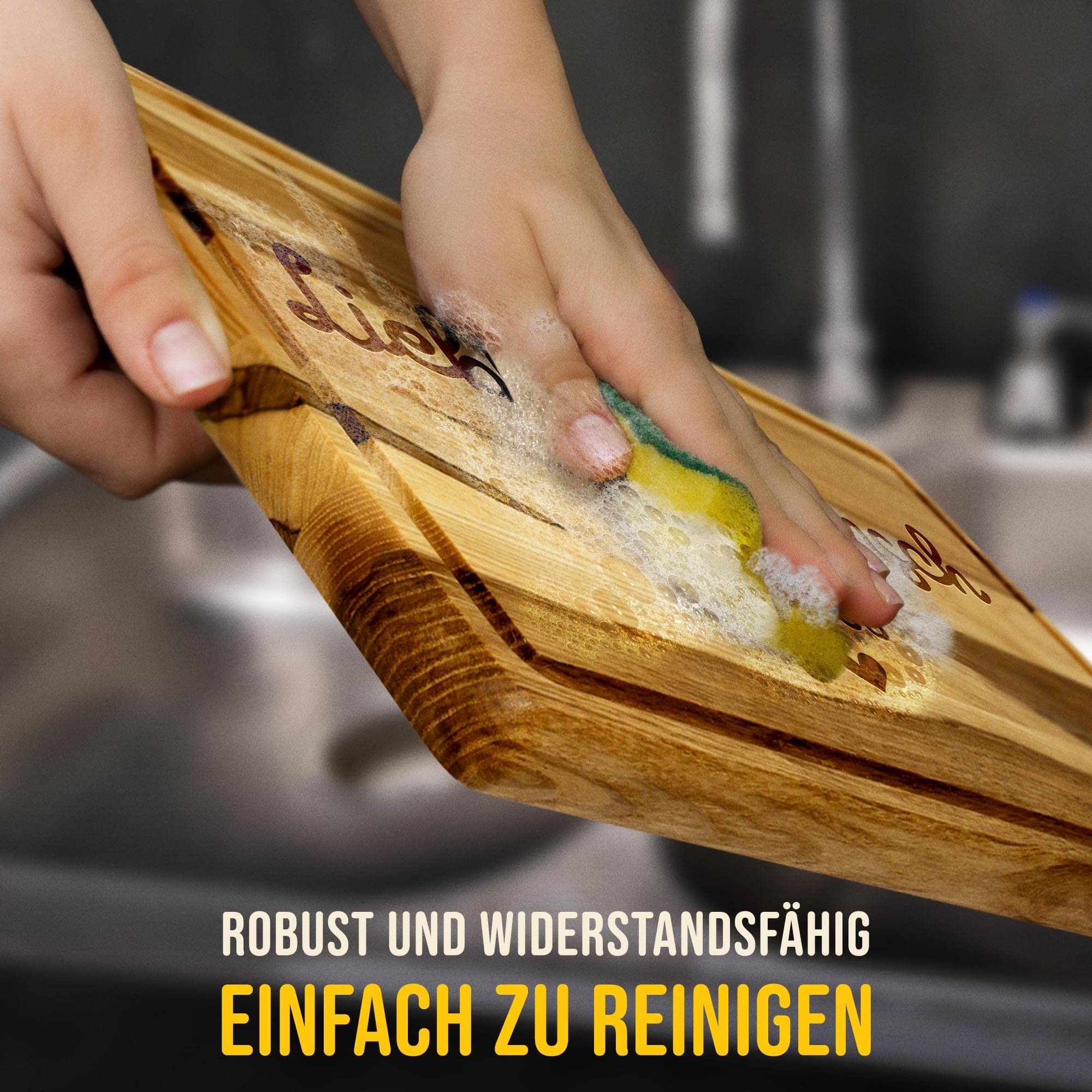 Großes Holzbrett mit Gravur - Schneidebrett personalisiert mit Name - Geschenk für Lieblingsmensch | Eschenholz, 40 x 25 x 2 cm, personalisiertes Geschenk mit Gravur