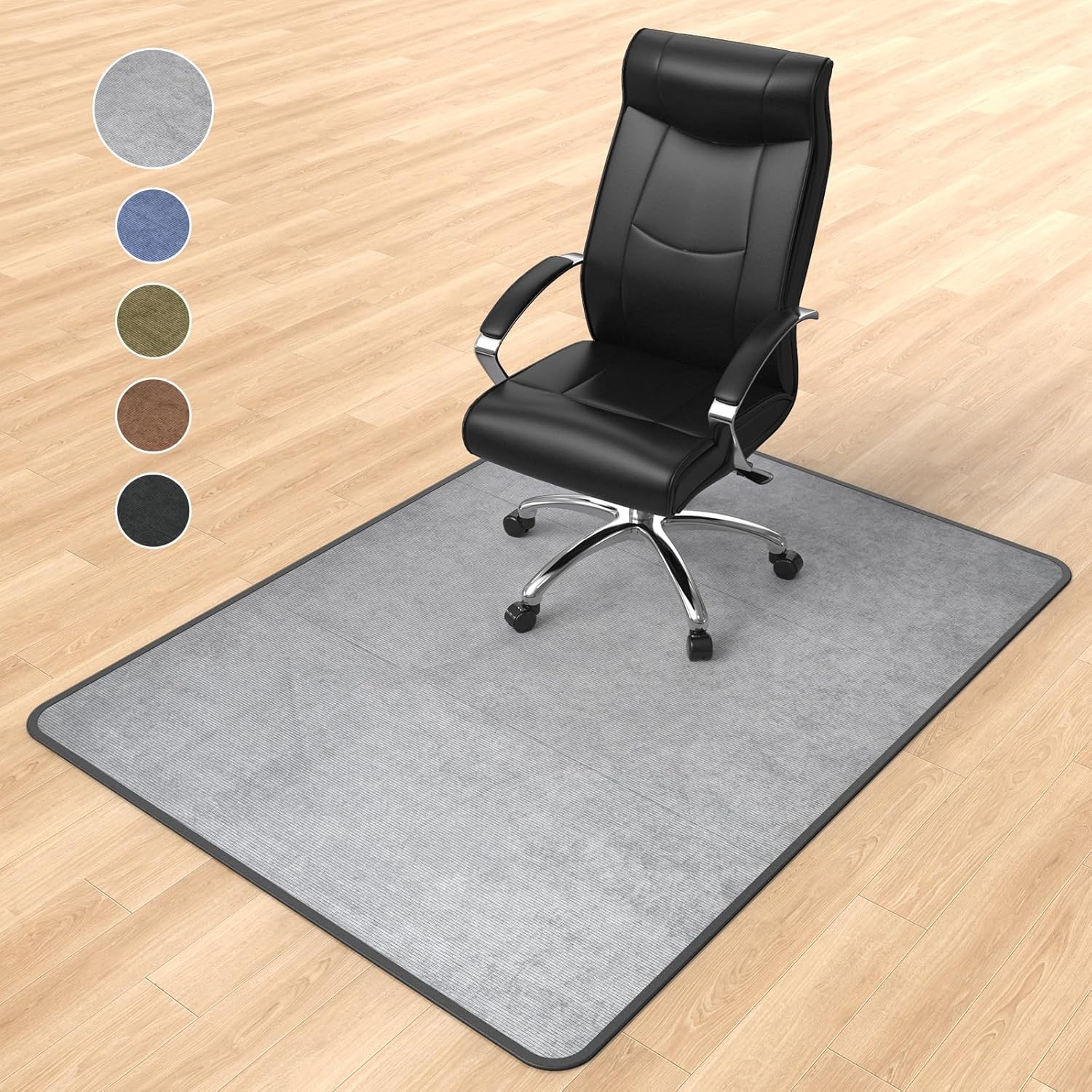 Office Chair Mat for Carpet & Hardwood Floors, 48" x 36" Corduroy Exquisite Jacquard Desk Floor Mat Non-slip Easy Rolling for Home Office Floor Protector