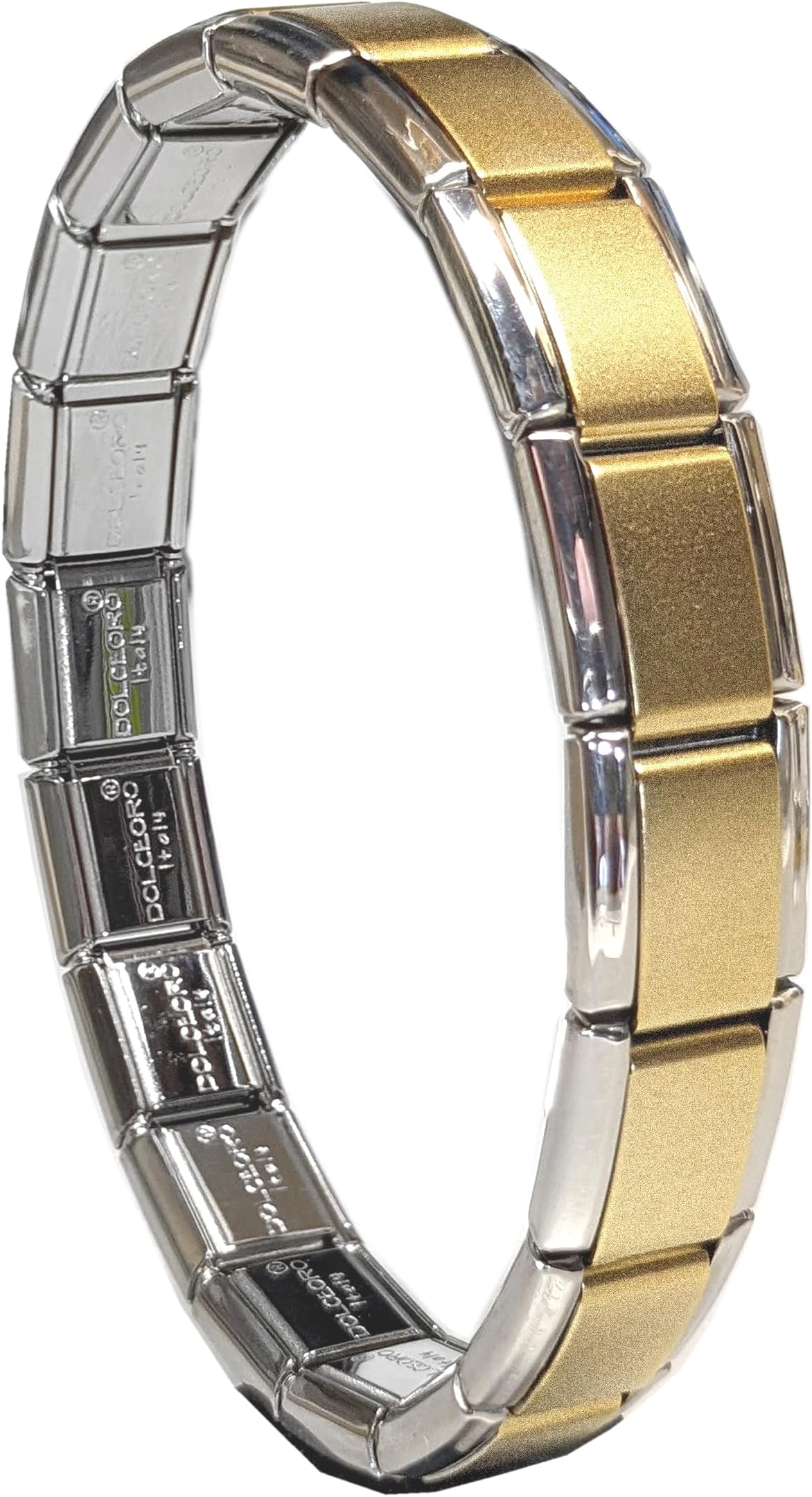 Dolceoro 9mm Traditional Italian Starter Charm Bracelet, Interlocking Stainless Steel Modular Links - CUSTOMIZE