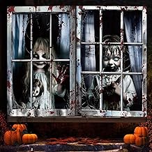 Vibbang 2Pcs Scary Halloween Window Decorations, Large Scary Theme Kids Wall Stickers Hanging, Halloween Scary Window Cover for Halloween Scary Haunted House Halloween Party Decor(80 * 120cm)