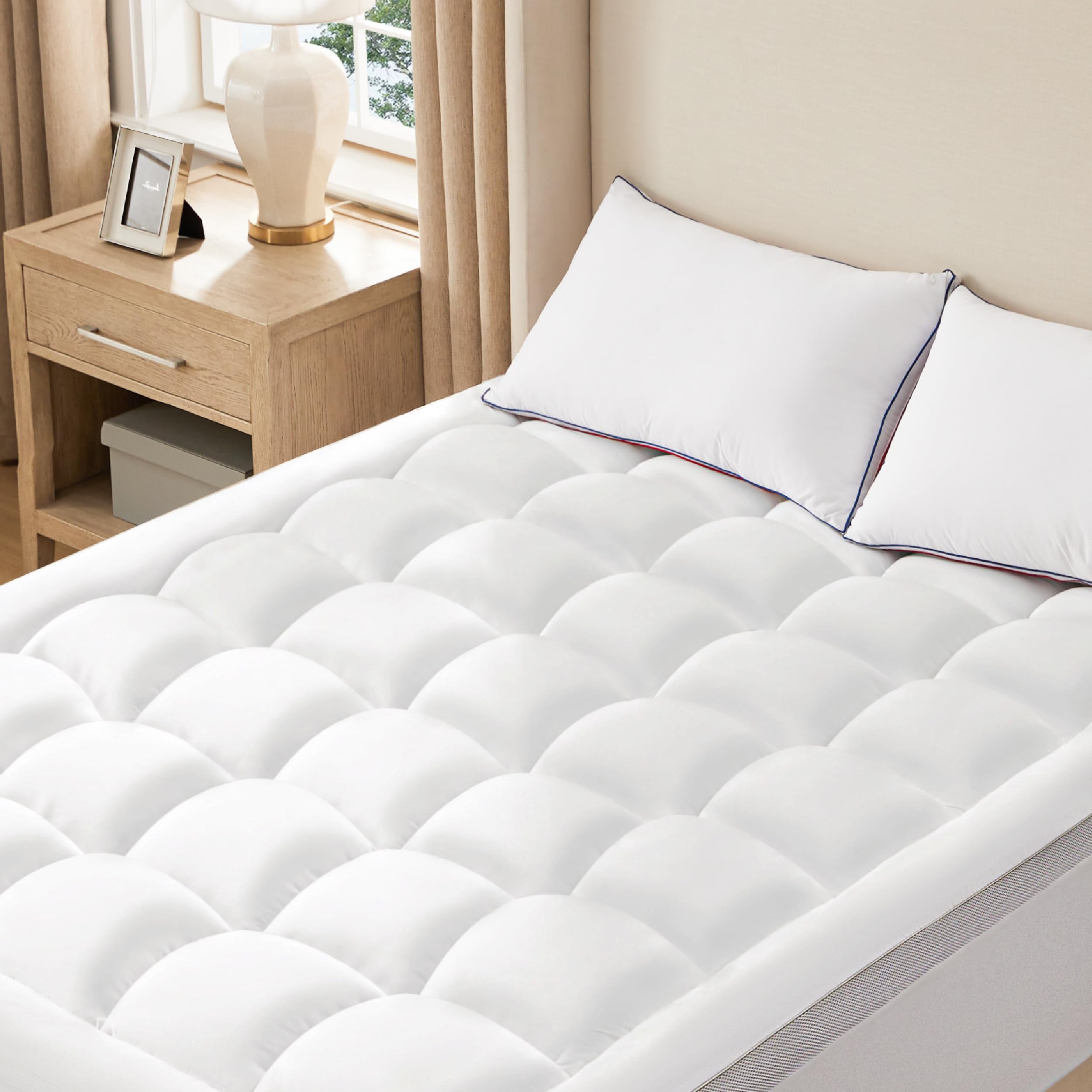 Bedsure King Mattress Topper - Soft Extra Thicker Mattress Pad, Quilted Fitted Mattress Protector with 8-21" Deep Pocket, Breathable Fluffy Pillow Top, White (Extra Thicker), 78x80 Inches
