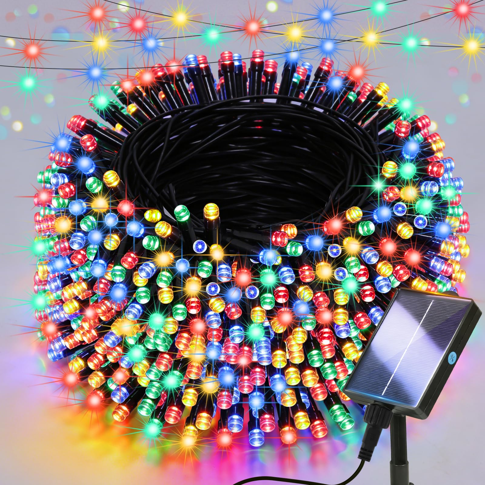 Lighprenix Solar Lights Outdoor Garden - 20m 200LEDs Solar Powered Waterproof Multicolor Fairy Lights with 8 Modes, Upgrated Large-Capacity Outside Decorative String Lights for Tree/Fence/Gazebo/Mesh