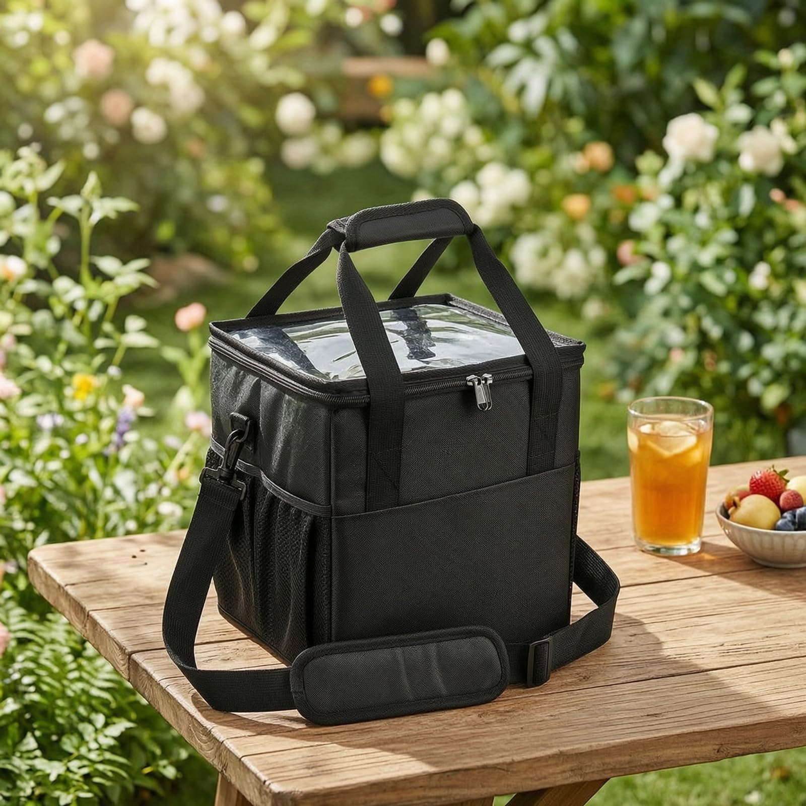 Sac Isotherme avec Séparations Pliable Sac Porte-Boissons avec Séparateur Thermique Porte-Boissons Poignée pour Navetteurs