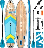 Tcirmo Prancha De Stand Up Paddle Inflável Para Adultos, 10'6'' X 33'' 6'', Sup Durável Com Remo Lâmina Dupla E Acessórios Completos, Capacidade 390 Lbs, Estável Amigável Iniciantes, Design À Prova