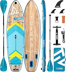 Tcirmo Prancha De Stand Up Paddle Inflável Para Adultos, 10'6'' X 33'' 6'', Sup Durável Com Remo Lâmina Dupla E Acessórios Completos, Capacidade 390 Lbs, Estável Amigável Iniciantes, Design À Prova