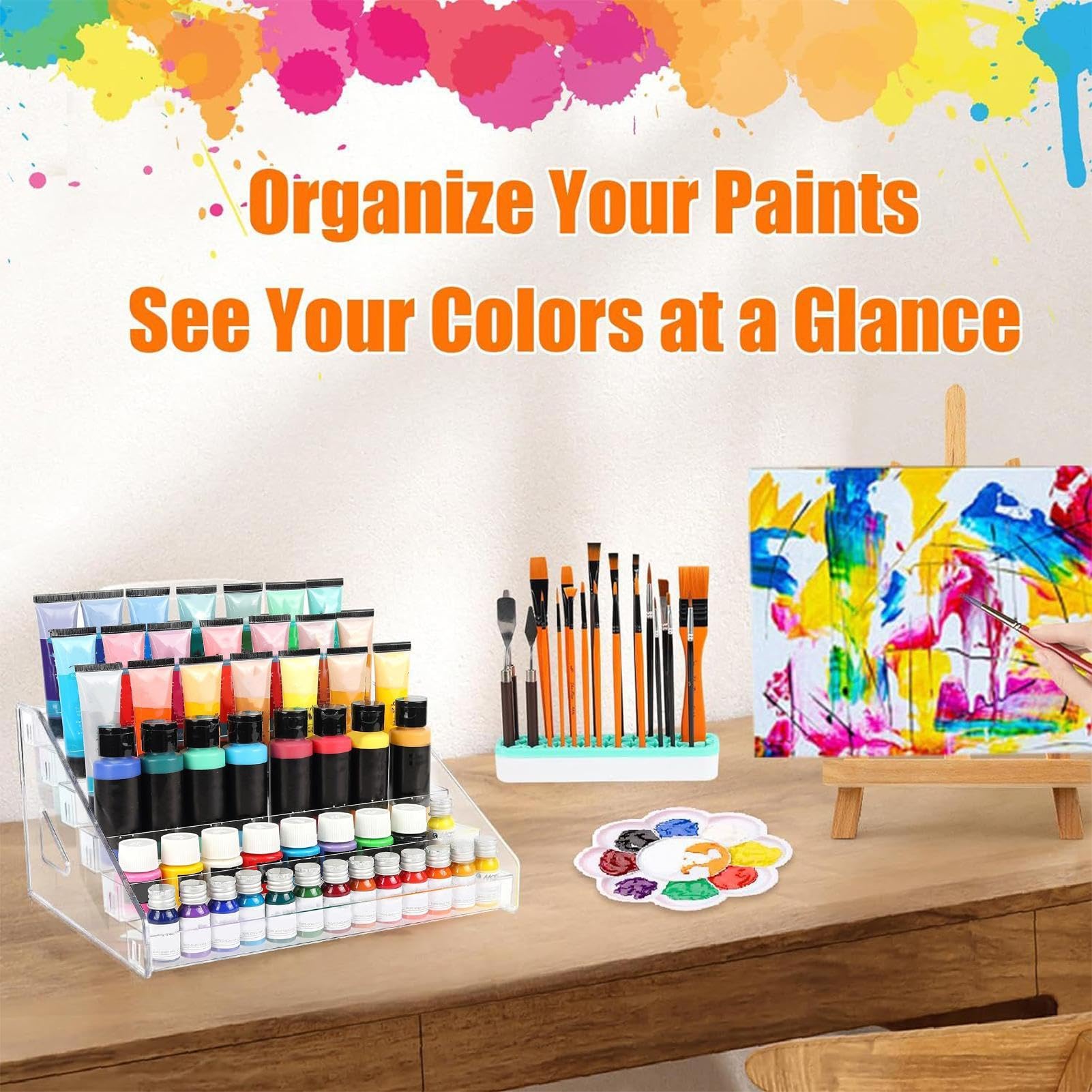 Amazon.co.jp: アクリル絵の具ラック、アクリル絵の具オーガナイザー