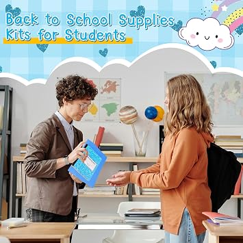 Watersay 48 Pcs School Supplies with Cute Pen Case Back to School Stationery Set Include Folders Notebooks Rulers Scissors Pencils Pens and Much More Back to Schools Gifts for Students