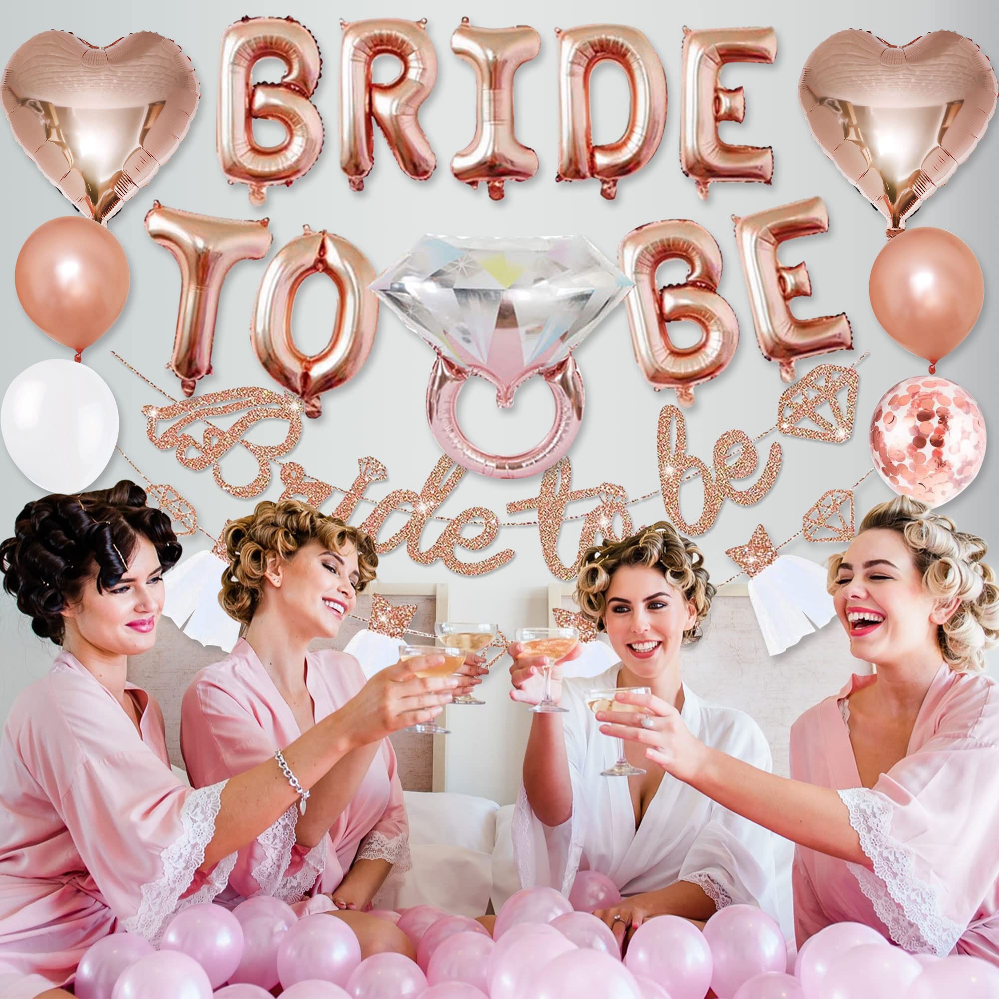 Kit Ballons "Bride To Be" Or Blanc Pour Enterrement De Vie De Jeune Fille - Décorations Fête Prénuptiale - 10