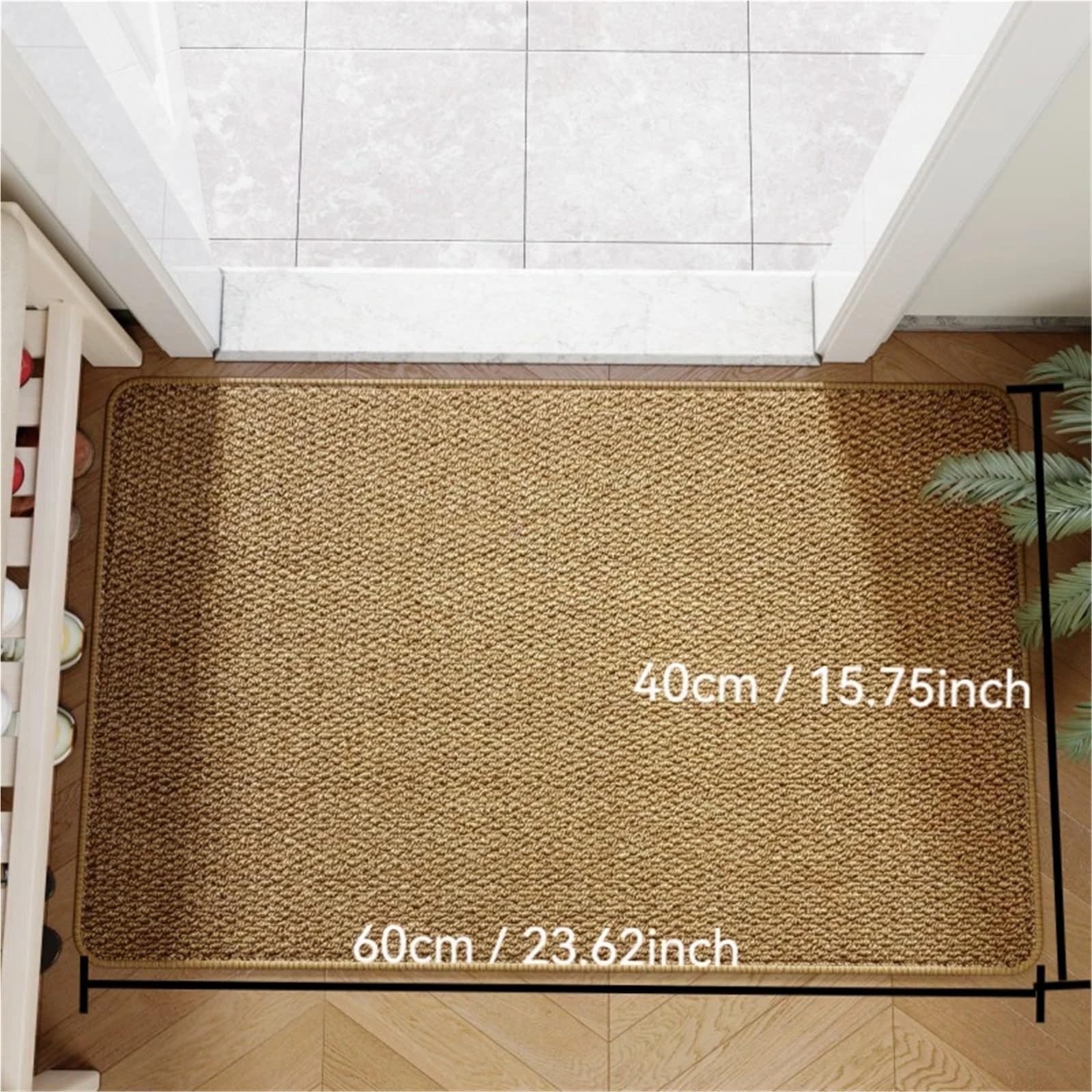 Tappetino intrecciato Tappeti da esterno in finta iuta, zerbino for ingresso, stile senza sforzo, tappeto for(Brown,80x120cm)