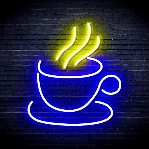 AdvPro Señal de neón LED de silicona flexible de té o café - azul y amarillo - st16s33-fnu0410-by