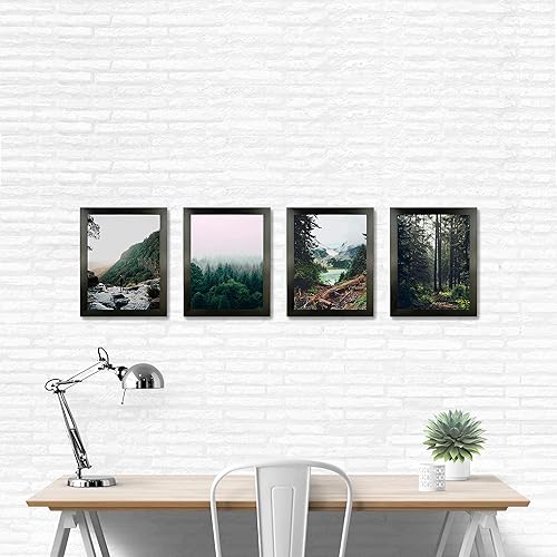 Miniatura 5 de Portarretratos de 8 x 10 pulgadas, MDF negro de 1.25 pulgadas, vidrio, caballete trasero y accesorios para colgar incluidos, juego de 4