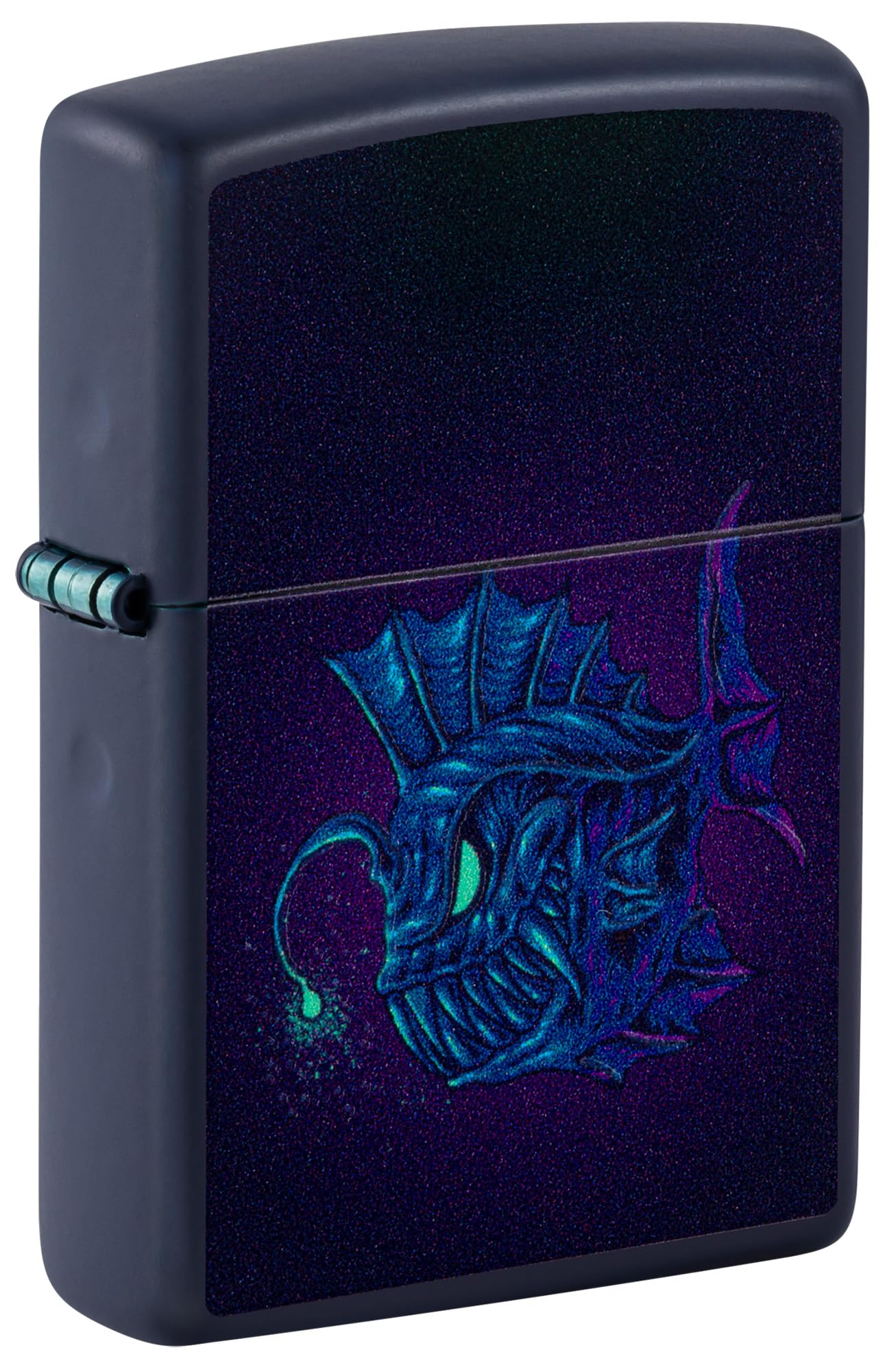 Zippo Sturmfeuerzeug Angler Fish Navy Matte Finish Black Light Effekt Nachfüllbar Windfest Made in USA
