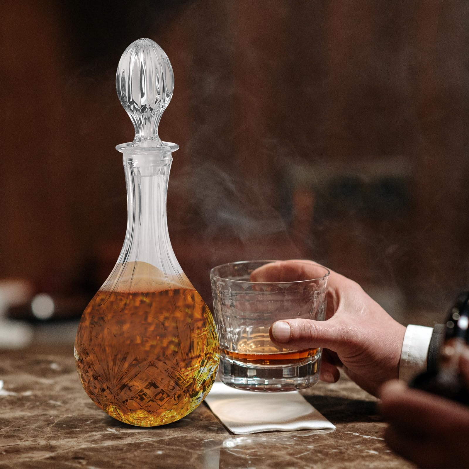 Decantador de Vidrio 850ml sin Plomo para Whisky y Vodka | Capacidad Grande, Uso en Bares y Fiestas, Mejora la Experiencia de Bebida