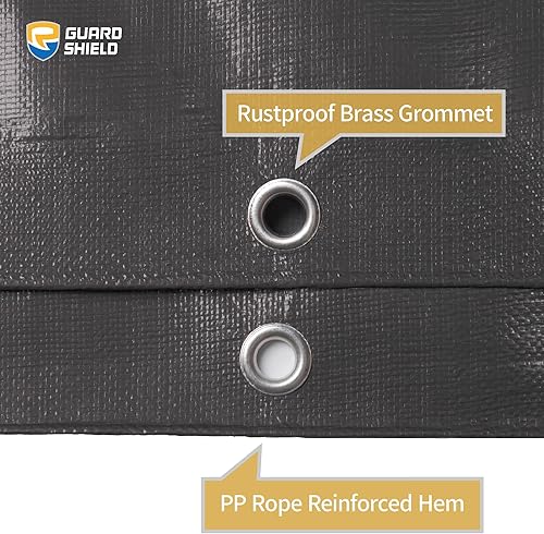 Miniatura 4 de GUARD SHIELD Lona resistente impermeable de 10 x 20 pies, color platanegro, gran cubierta de lonas para exteriores de 12 mil