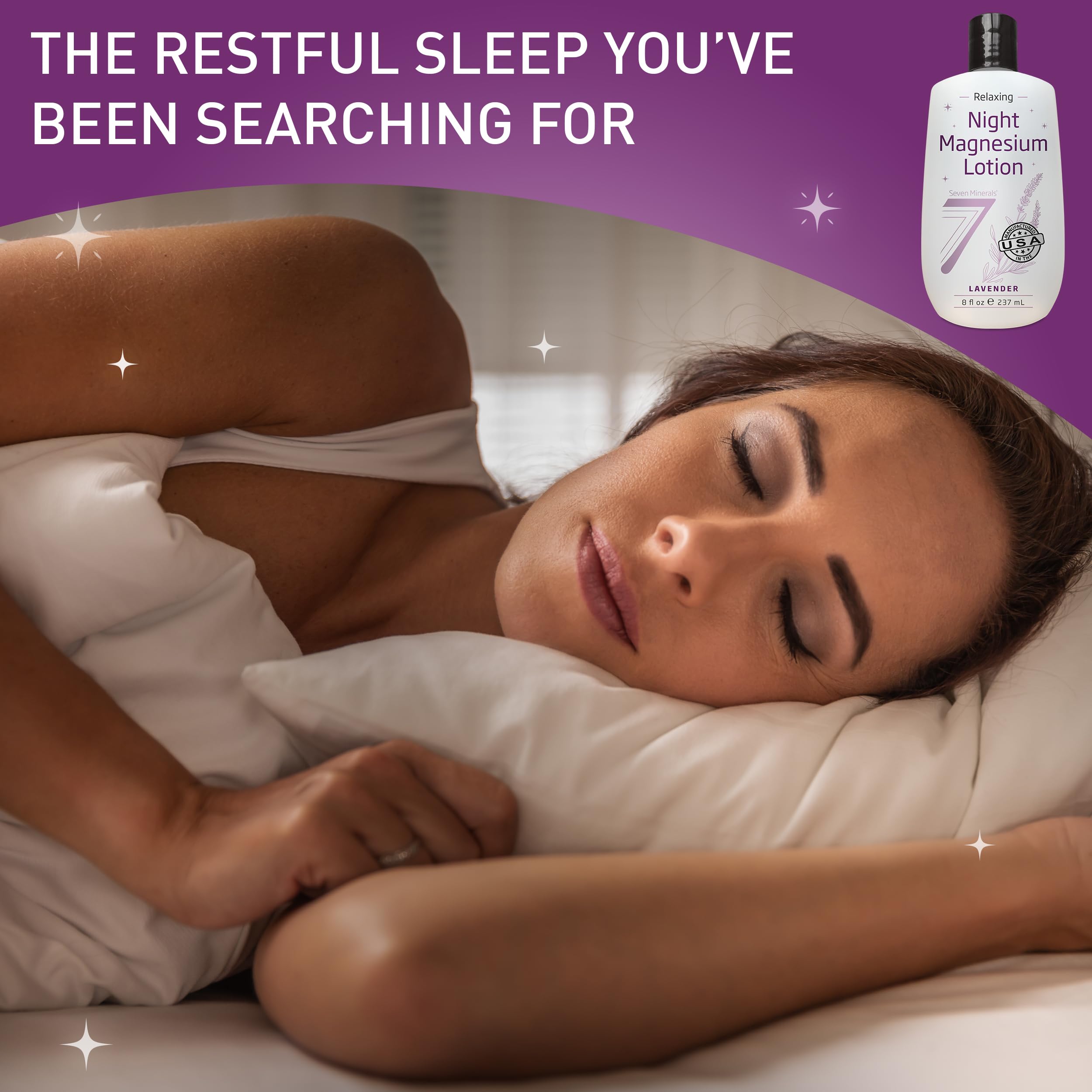 Seven Minerals Magnesium Lotion for Sleep - Lavender Relaxing Night Blend - Highly Concentrated Magnesium for Better Sleep, Body & Mind Relaxation. Non-Greasy Skin Friendly - 8 fl oz — Amazon image 7