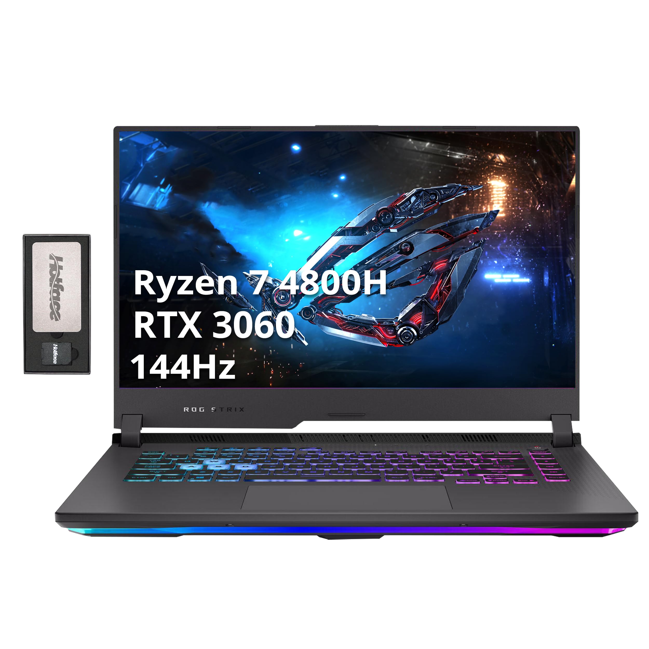 ASUS 2022 ROG Strix G15 15.6'' FHD 144Hz Laptop, AMD Ryzen 7-4800H, 16GB RAM, 512B PCIe SSD, RGB Keyboard, GeForce RTX 3060 6G, Wi-Fi 6, Win 11 Pro, Gray, 32GB Snowbell (ASUS 15.6'' ROG Strix G15)