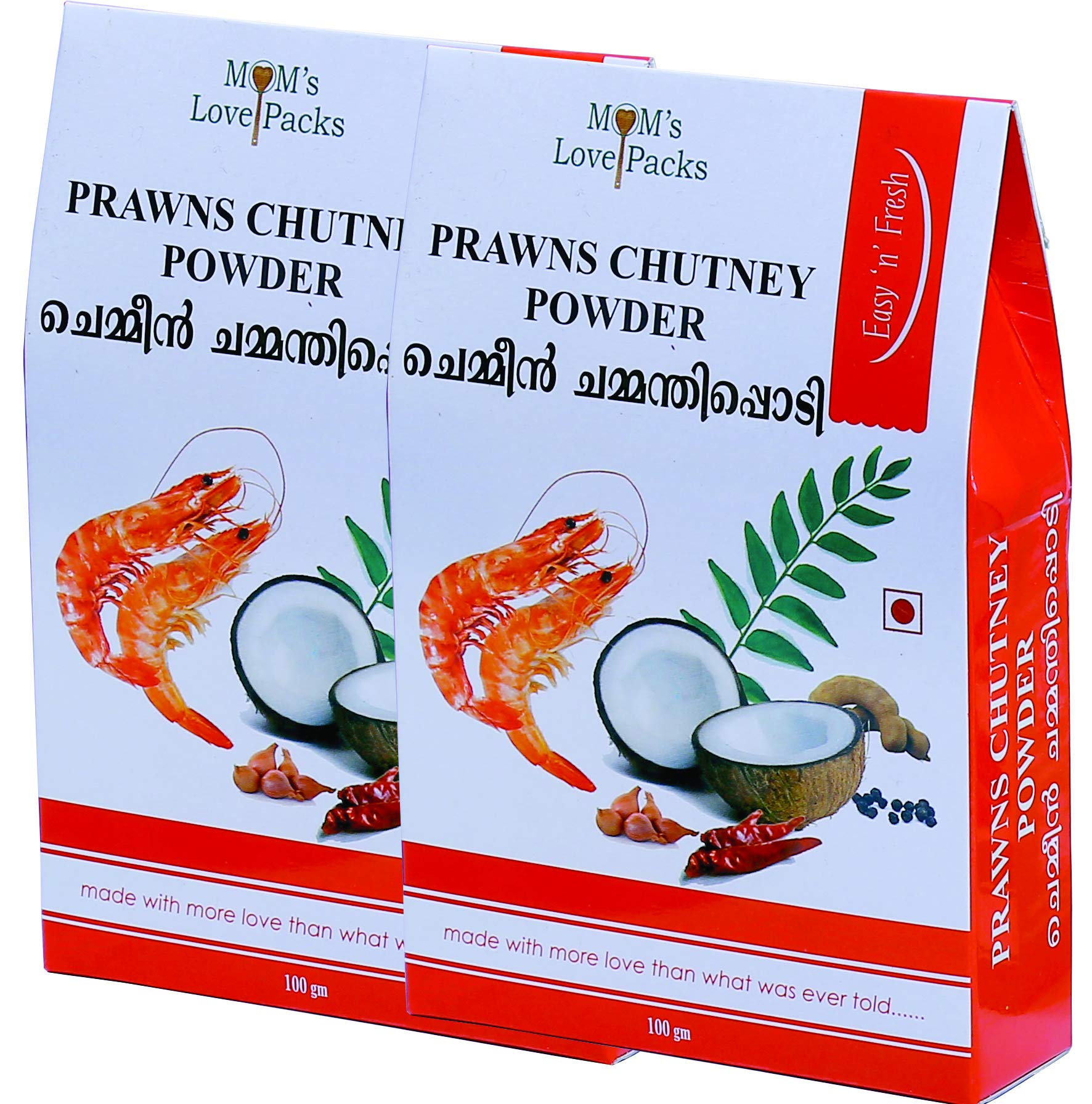 Mom's Love Packs Prawns Chutney Powder 200 g (Pack of 2 x 100 g)