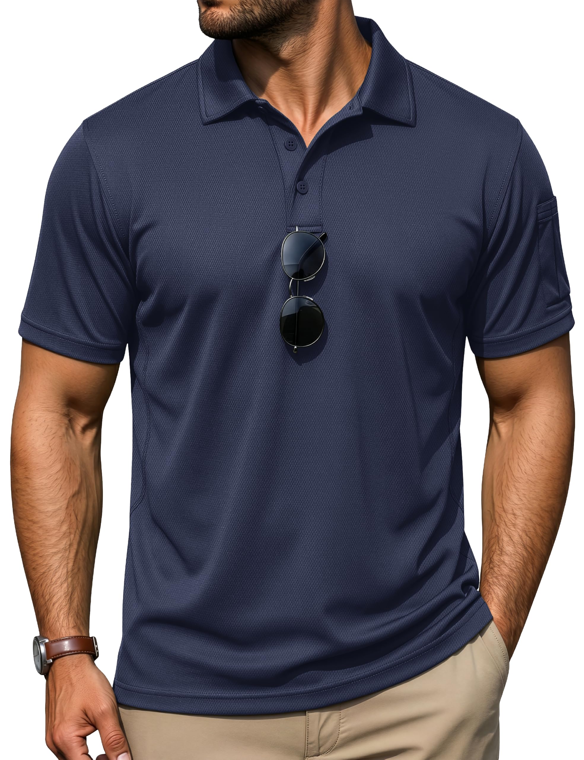 TACVASEN Poloshirt Herren Kurzarm Golf Polo Shirts Funktionsshirt Sommer Polohemd Atmungsaktive Sport Tshirts