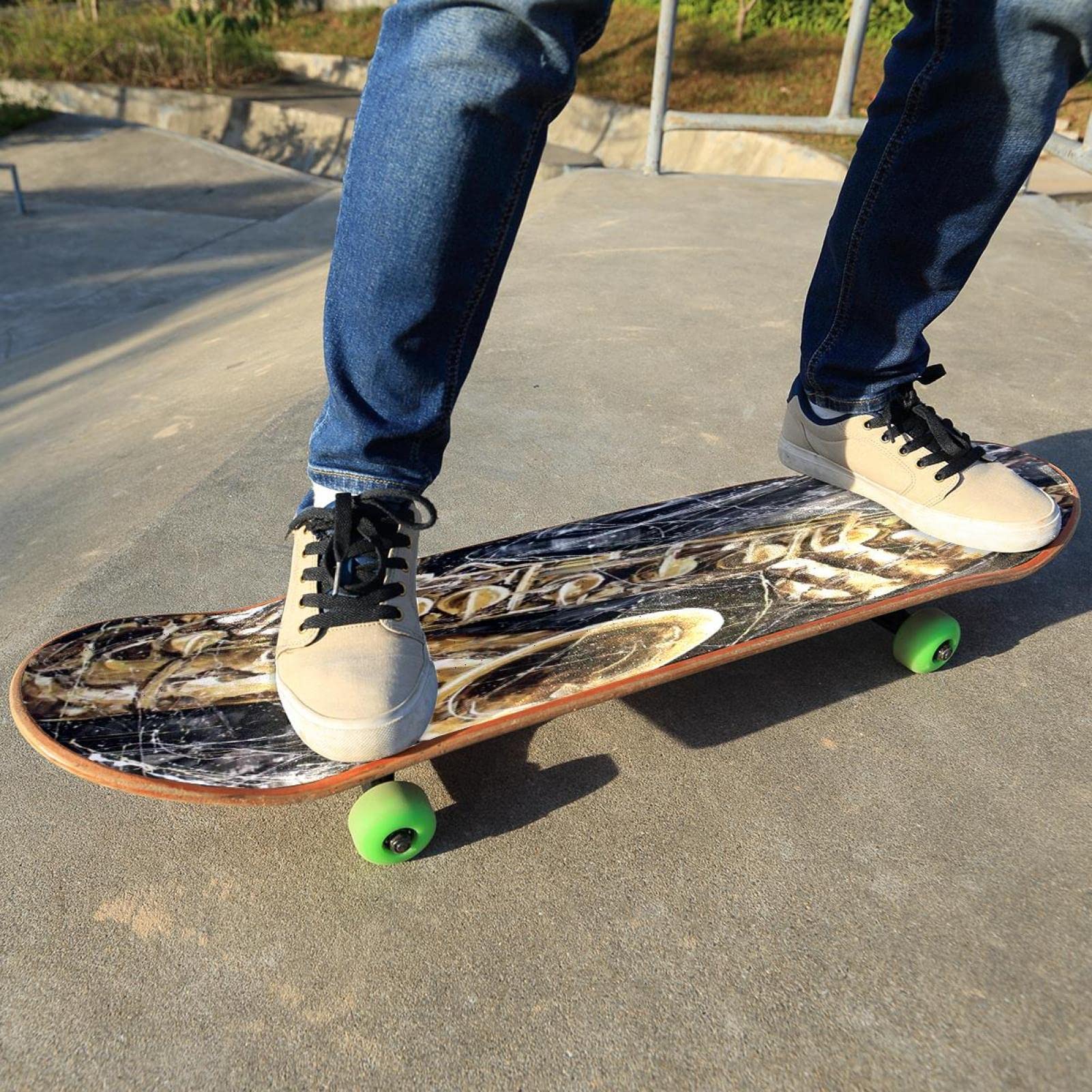 LMYEE Lot De 2 Bandes Antidérapantes Pour Skateboard – 22,9 X 88,9 Cm, Papier Verre Sans Bulles, Adhésif Ultra Résistant, Noir