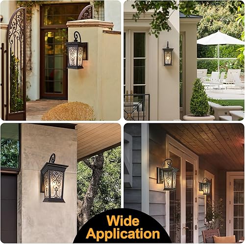 Miniatura 6 de ALVIME - Lámparas de pared para exteriores, accesorios de iluminación exterior de bronce aceitado de 14 pulgadas, luces impermeables para