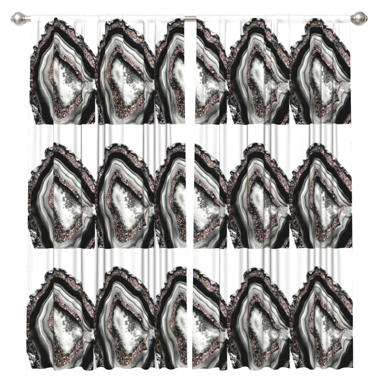 InOmak Agate Rose Gold Glitter Glam Gem Decor Art, 2 Panels Window Curtains 52 x 84 Inch Blackout Curtains for Living Room Bedroom