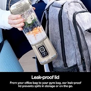 Ninja BC155PS Blast Two-Pack Portable Blender, Cordless, 18oz. Vessel, Personal Blender-for Shakes & Smoothies, BPA Free, Leakproof-Lid & Sip Spout, Rechargeable, Dishwasher Safe Parts, Peach & Stone