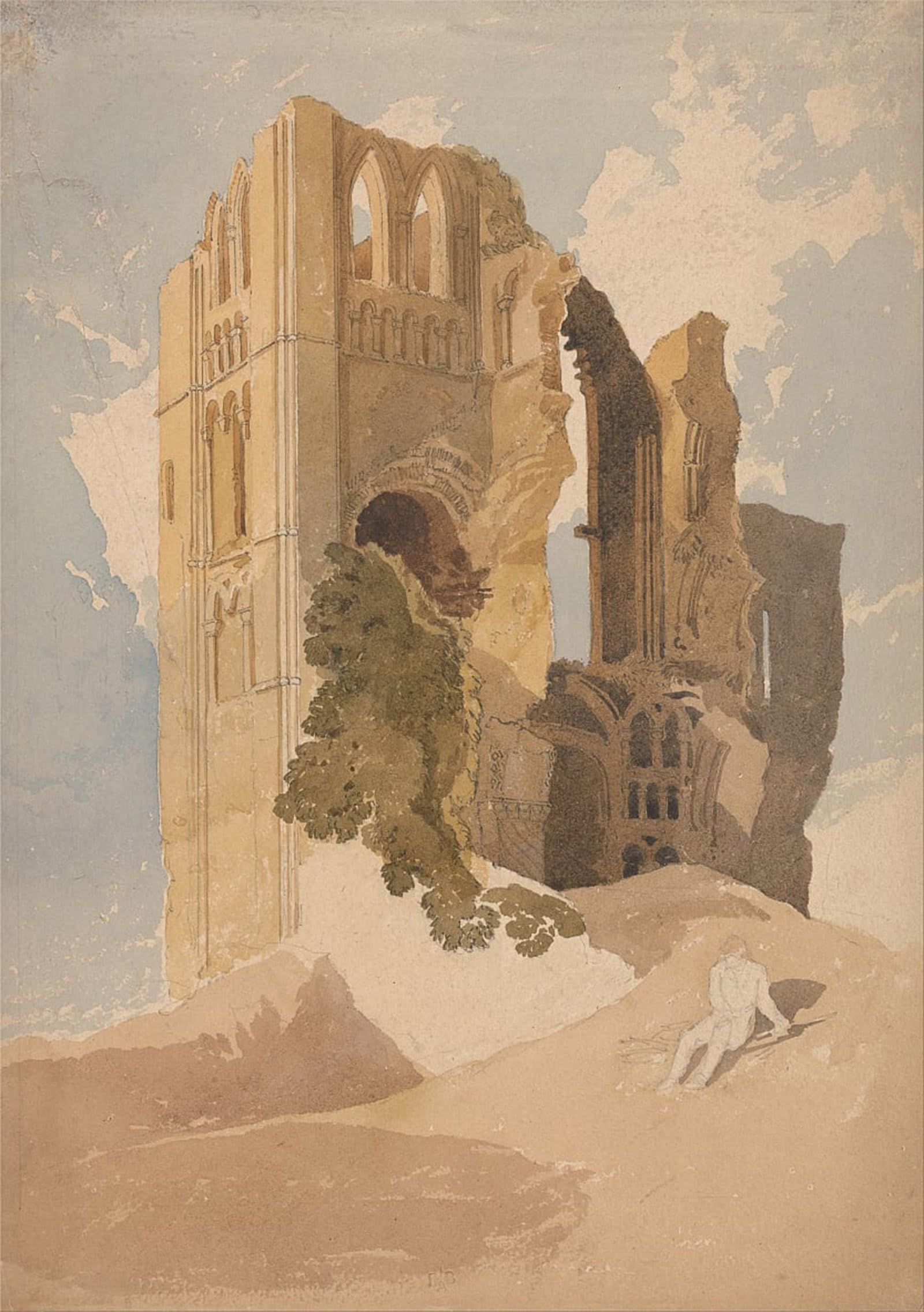 POSTERIIk Vintage Art Print Images Pictures Print Castle Acre Priory Norfolk by Sell Cotman Modern Colour Posters for Office Home Decor 60x90cm