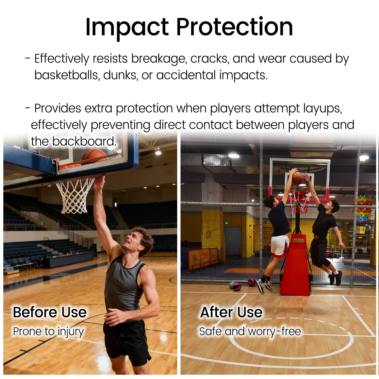 Almohadillas para tablero de baloncesto para tableros de madera, vidrio o acrílico, protector de tablero EVA de alta elasticidad con agujeros y tornillos preperforados