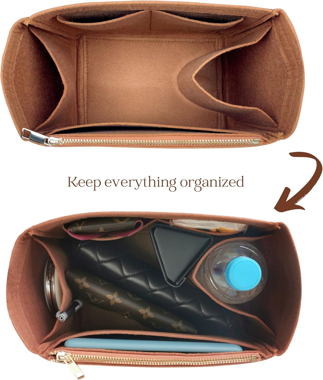 Organizer for All In BB | GM, Handmade Felt Bag Insert, 31 Colors (BB, Burgundy)