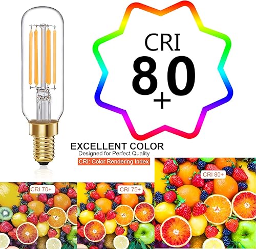 Miniatura 8 de TIANSHQ Bombilla LED E12 T6 regulable T25 Bombilla de candelabro 6 W igual a 60 W, bombillas Edison de luz diurna 4000K, paquete de 6 para