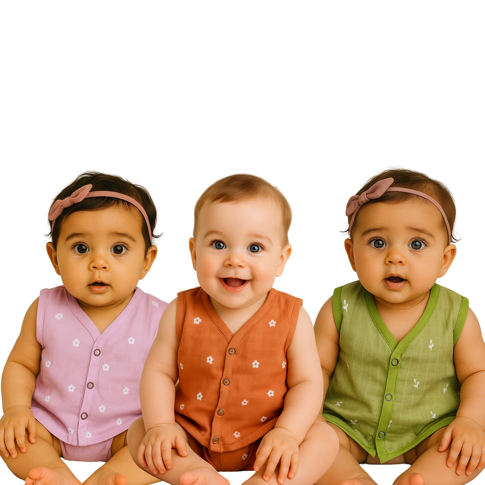 Muslin Cotton Jhablas Multiple Printed Jhabla for Boys & Girls | Dyed Print Summer Wear Sleeveless Regular Fit Vest | Assorted-image-15