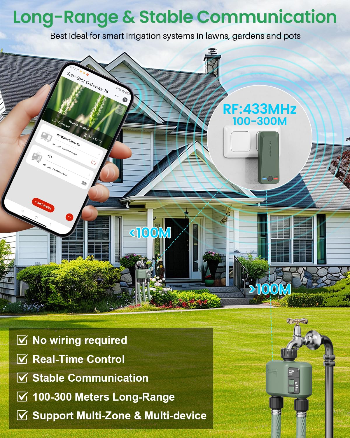 WiFi Water Timer 2 Zone for Garden Hose Smart Sprinkler Timer with 984ft RF Range - Image 3